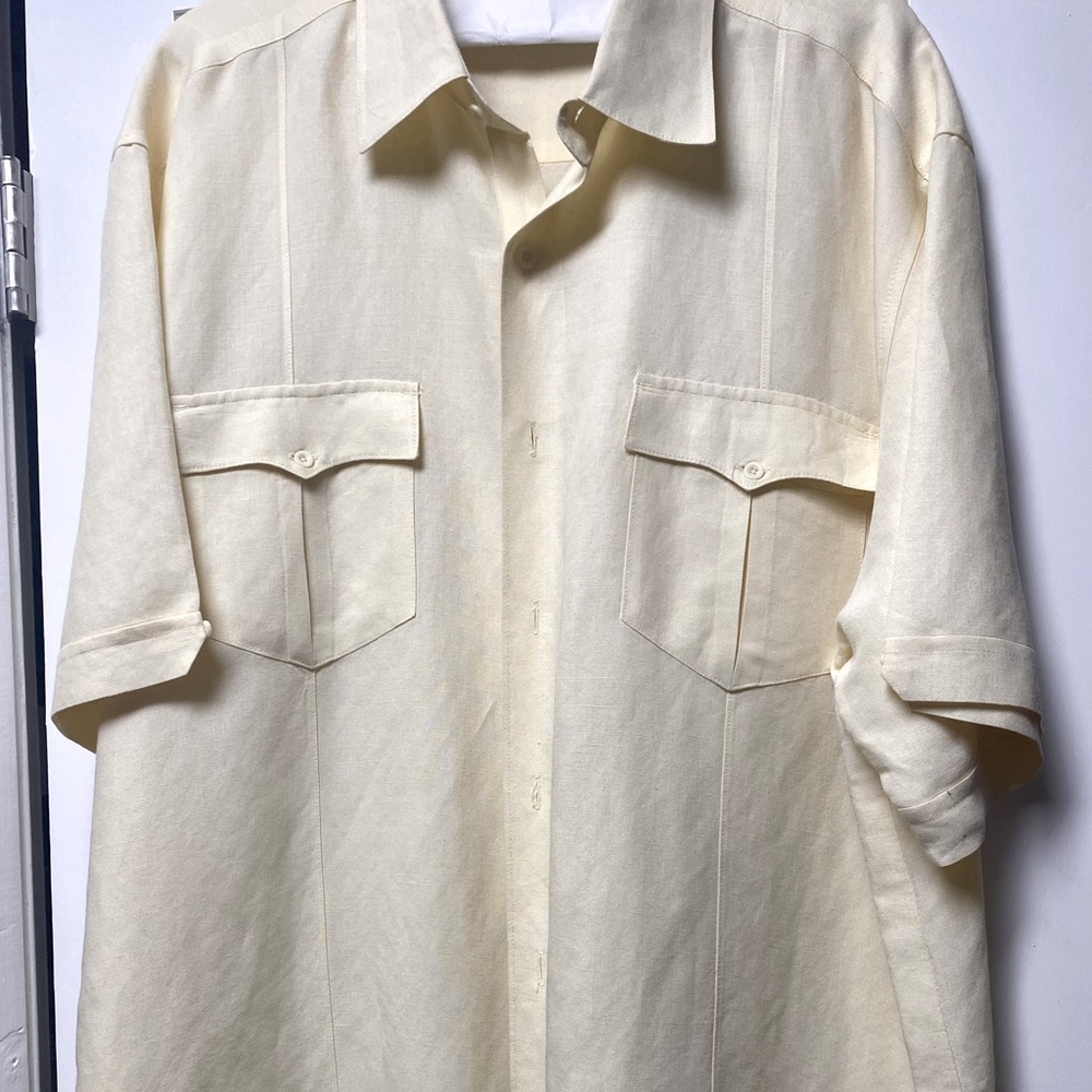 Cubavera Yellow Double Pocket Button Down